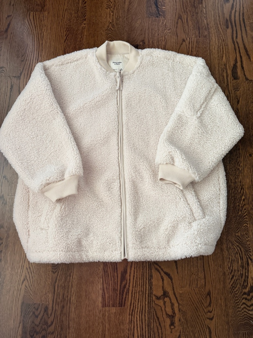 Abercrombie & Fitch Cream Sherpa Zip Jacket